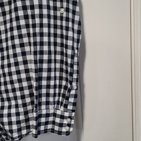 BLOUSE: Black/White Check Button Down Blouse - Picture 6 of 8